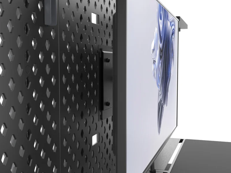 D-Board Monitor Mount by Dezctop supports VESA 75 x 75mm and 100 x 100mm patterns, compatible with screens up to 32 inches. Ideal for monitors weighing up to 7kg for medium mounts and 12-15kg for large mounts, depending on curvature.